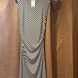 H&M Black and White Striped Midi Dress